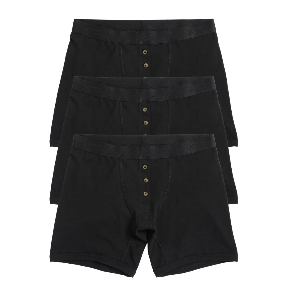 6" Fly Boxer Briefs 3-Pack - Cotton X= Black 3 6" Fly Boxer Briefs 3-Pack - Cotton X= Black