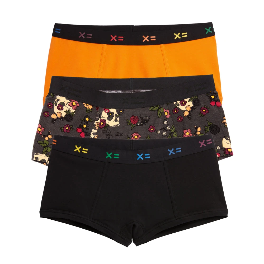 Boy Shorts 3-Pack - Halloween Skulls In Bloom 3 Boy Shorts 3-Pack - Halloween Skulls In Bloom