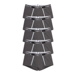 Boy Shorts 5-Pack - Cotton Charcoal Logo