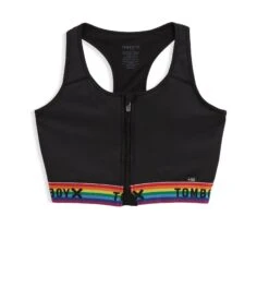 Swim Racerback Zip Top - Black Rainbow