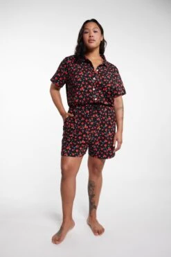 Tie Waist Romper - Cherry On Top -Swim Lounge Outfit Cherry On Top Romper OF 3