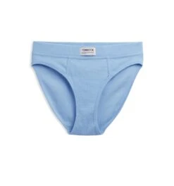 Organic Cotton Rib High Waisted Bikini - Forget Me Not