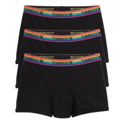 First Line Period 4.5" Trunks 3-Pack - Black Rainbow