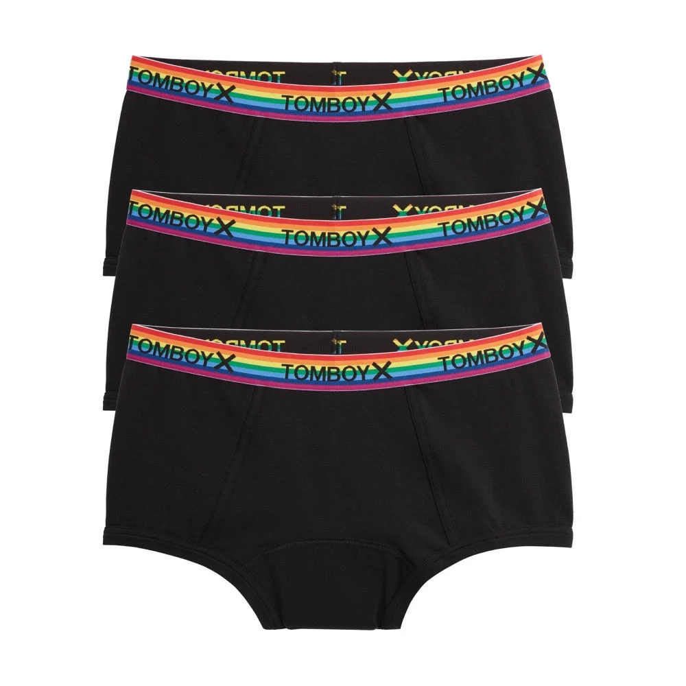 First Line Period Boy Shorts 3-Pack - Black Rainbow 3 First Line Period Boy Shorts 3-Pack - Black Rainbow