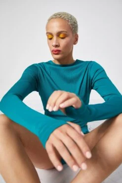 Ribbed Swim Sun Shield Crop Top LC - Parasailing 11 Ribbed Swim Sun Shield Crop Top LC - Parasailing -Swim Lounge Outfit TomBoy SS07975