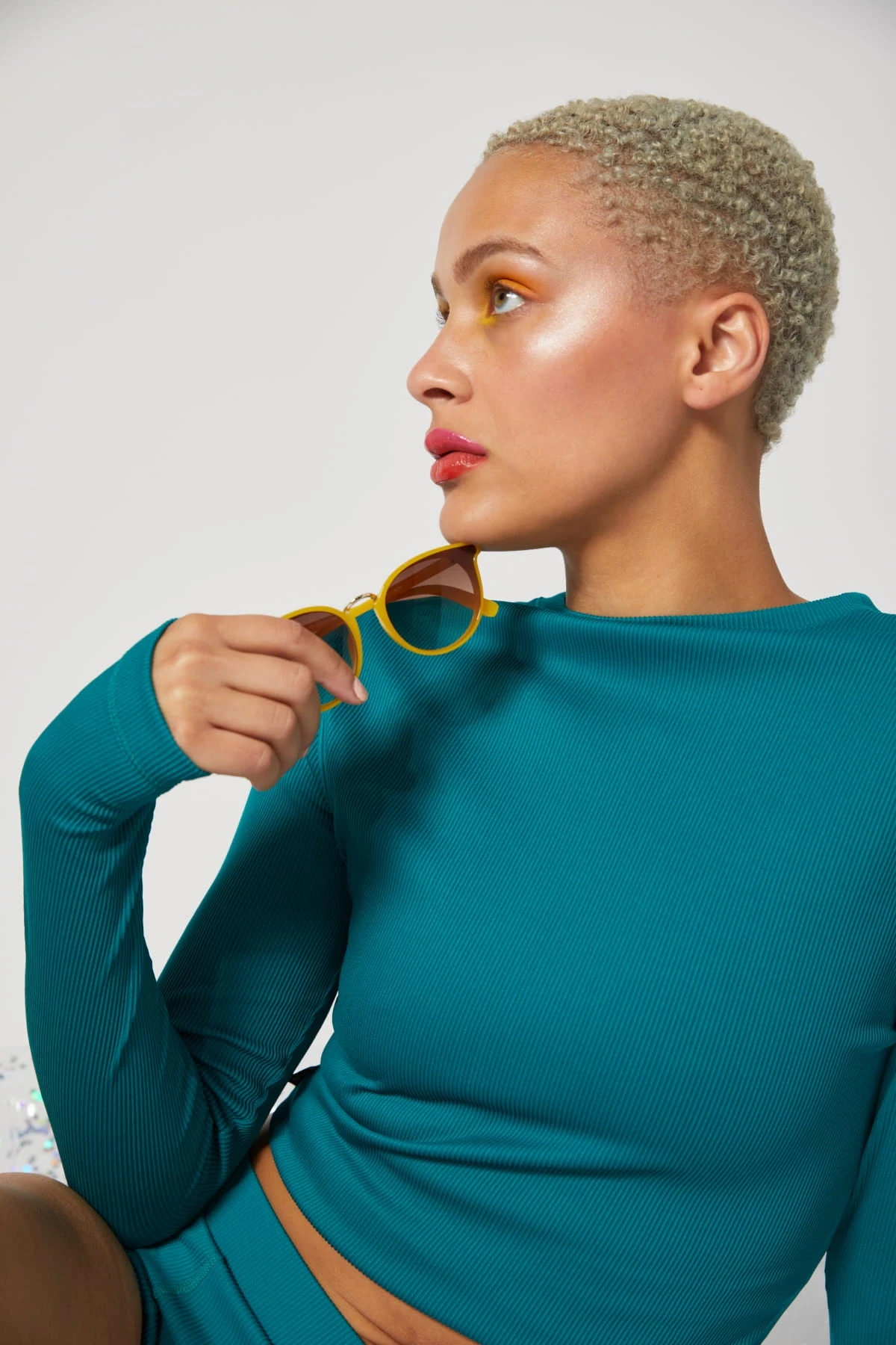 Ribbed Swim Sun Shield Crop Top LC - Parasailing 6 Ribbed Swim Sun Shield Crop Top LC - Parasailing - Image 4